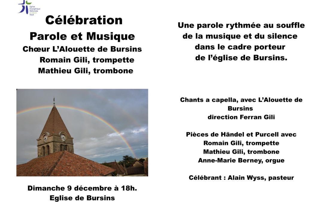 9 Décembre 2018 : Culte Paroles et Musique à Bursins